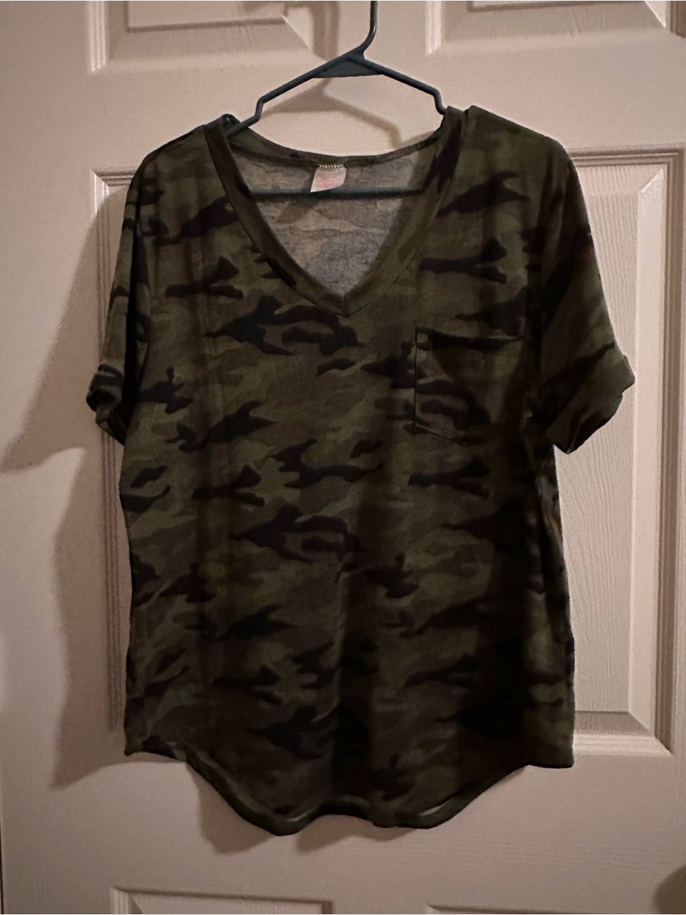 NOBO Olive Green Camo Short Sleeve V-Neck Tee